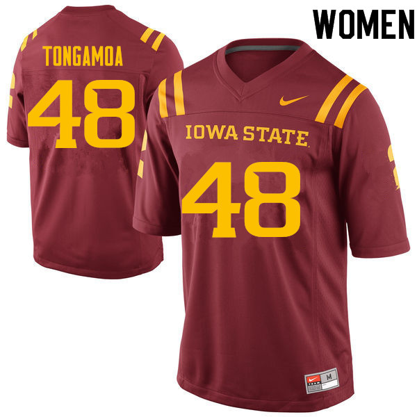 Women #48 Kamilo Tongamoa Iowa State Cyclones College Football Jerseys Sale-Cardinal